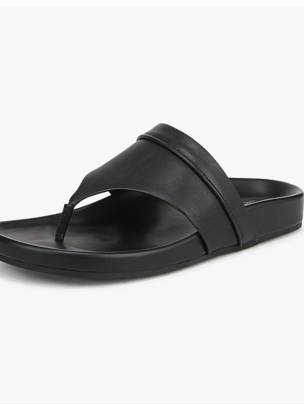 Franco Sarto Black Leather Toe-Post Slide Sandals